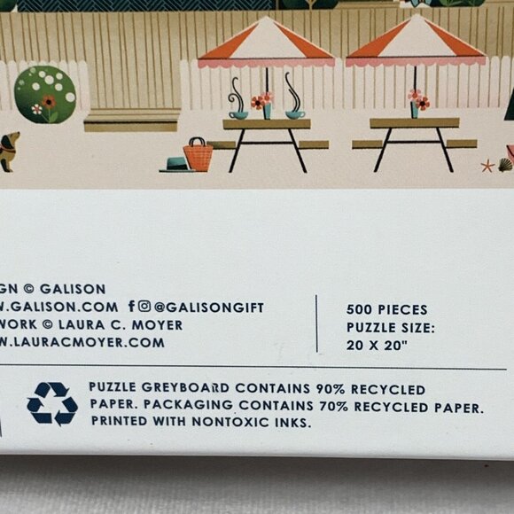 Galison Jigsaw Puzzle Beside the Sea 500 Piece 20" x 20" Boats Ocean Seaside New - Picture 4 of 5